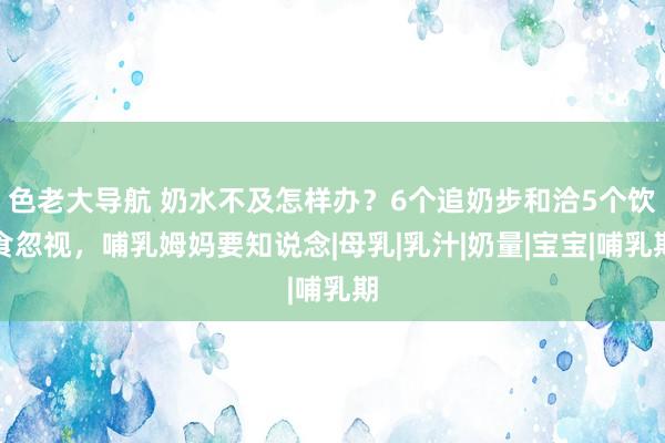 色老大导航 奶水不及怎样办？6个追奶步和洽5个饮食忽视，哺乳姆妈要知说念|母乳|乳汁|奶量|宝宝|哺乳期